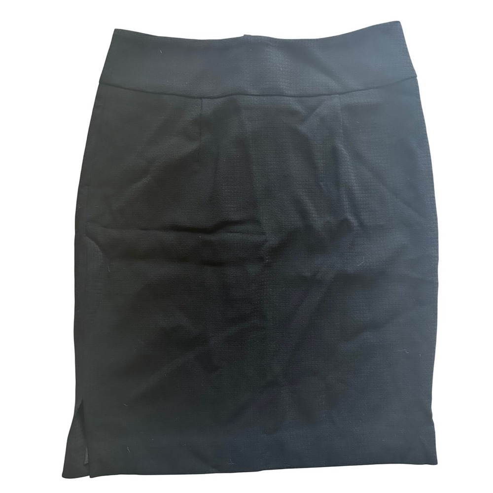 PINK TARTAN Women's Black Wool Pencil Skirt Size 6 Knee Length Business‎ Casual